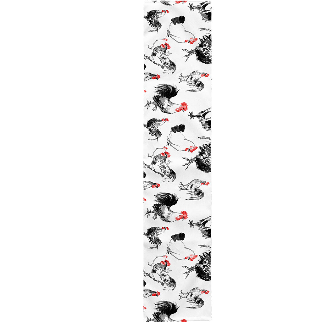 Chicken Ink Painting Pattern Print Table Runner