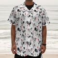 Chicken Ink Painting Pattern Print Textured Short Sleeve Shirt