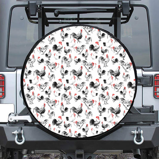 Chicken Ink Painting Pattern Print Tire Cover