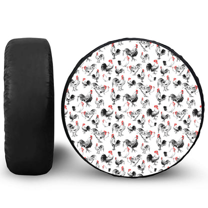 Chicken Ink Painting Pattern Print Tire Cover