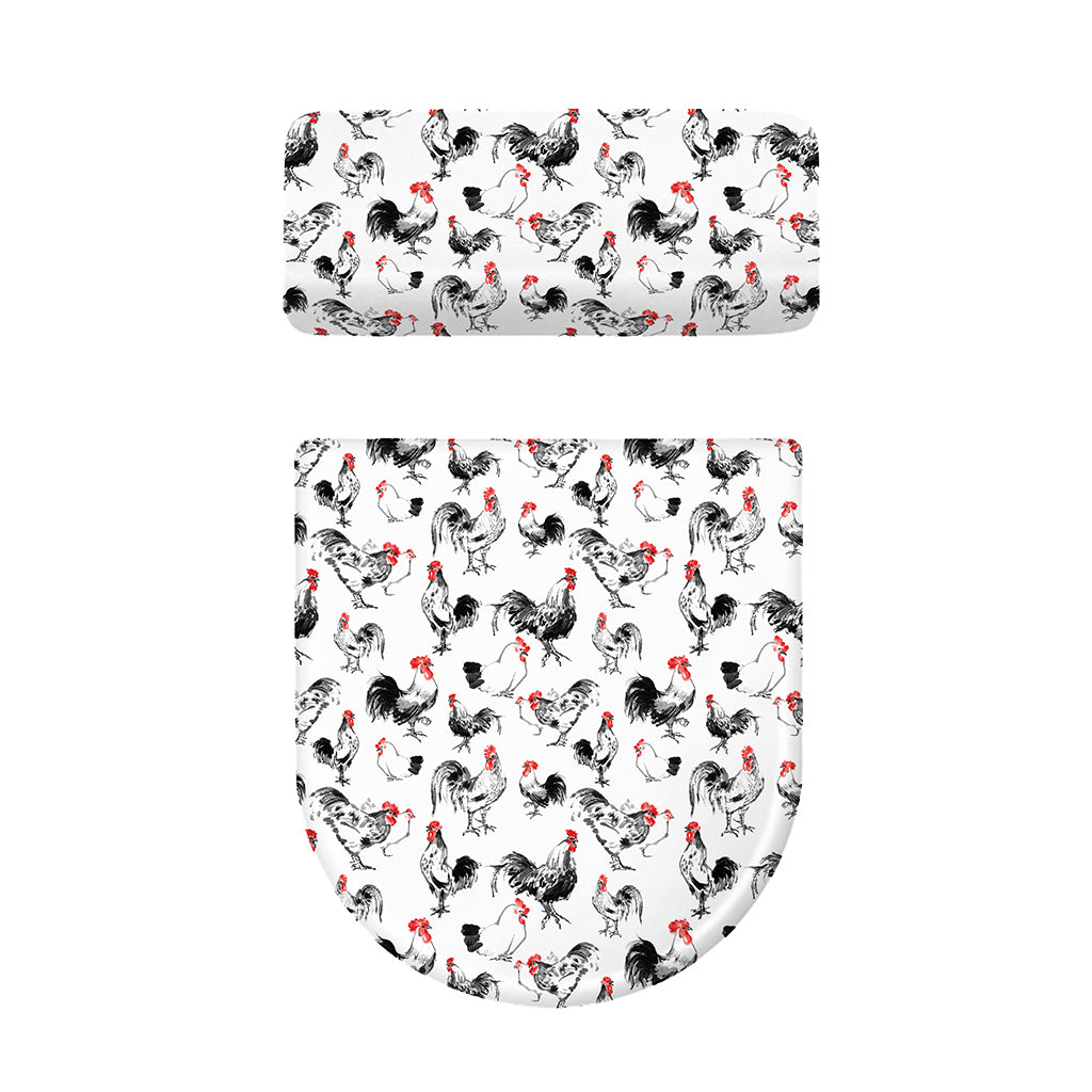 Chicken Ink Painting Pattern Print Toilet Lid And Tank Cover Set
