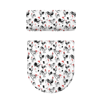Chicken Ink Painting Pattern Print Toilet Lid And Tank Cover Set