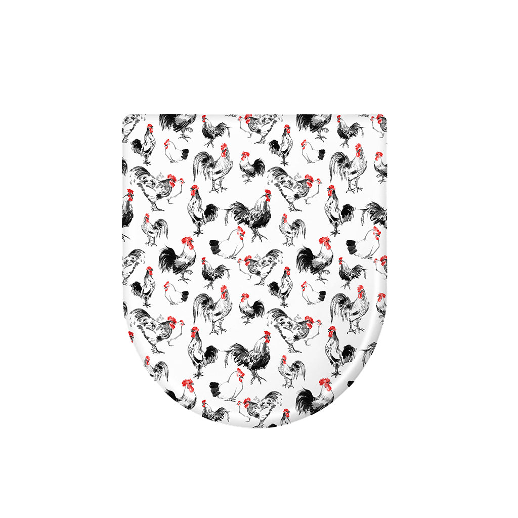 Chicken Ink Painting Pattern Print Toilet Lid Cover