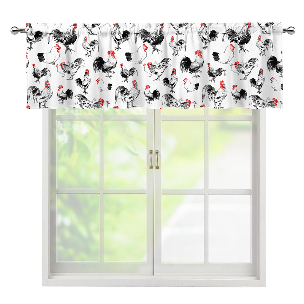 Chicken Ink Painting Pattern Print Window Valance