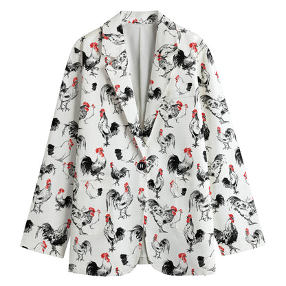 Chicken Ink Painting Pattern Print Women's Blazer