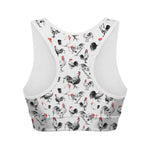 Chicken Ink Painting Pattern Print Women's Sports Bra
