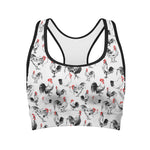Chicken Ink Painting Pattern Print Women's Sports Bra