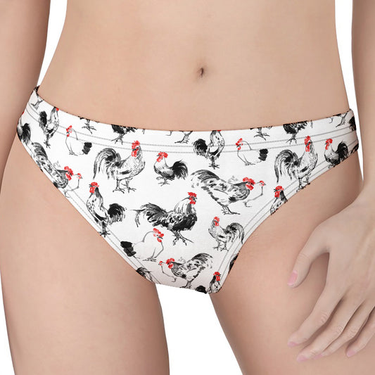 Chicken Ink Painting Pattern Print Women's Thong
