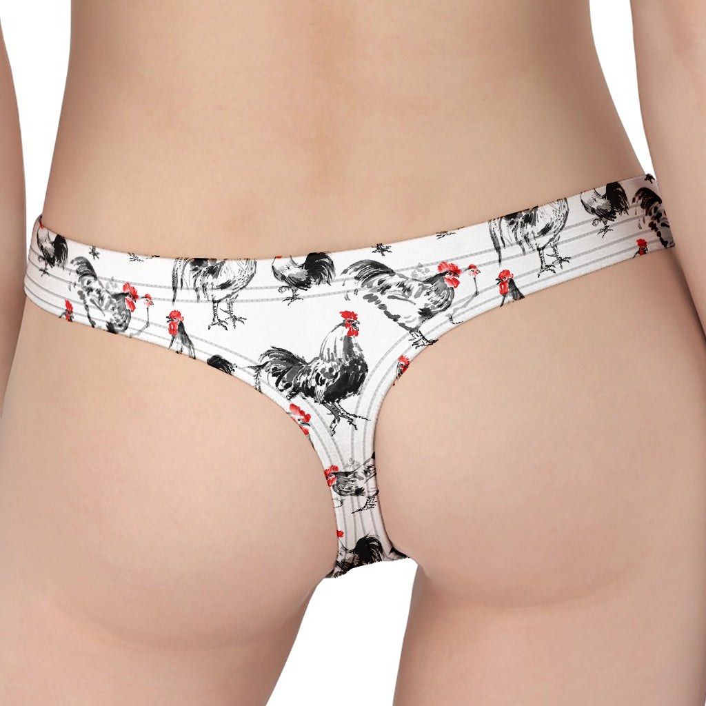 Chicken Ink Painting Pattern Print Women's Thong