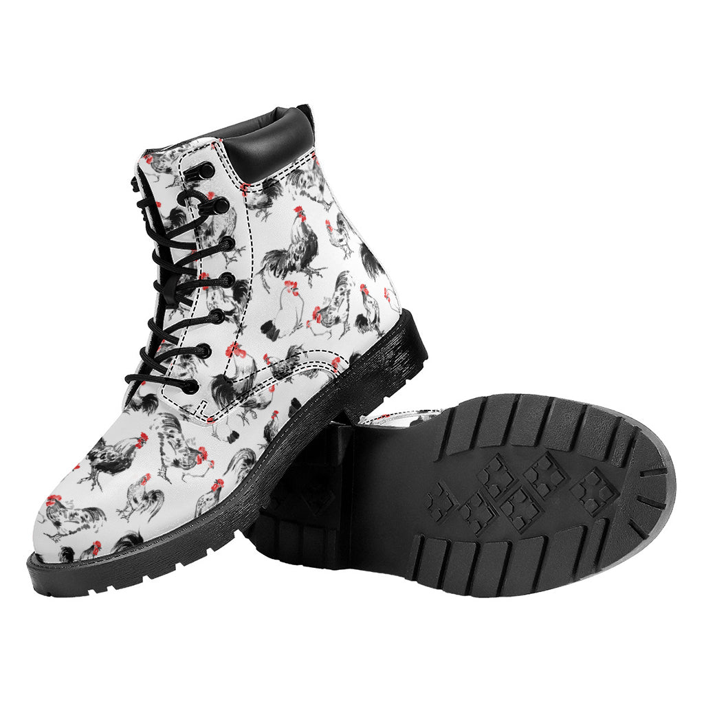 Chicken Ink Painting Pattern Print Work Boots