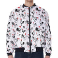 Chicken Ink Painting Pattern Print Zip Sleeve Bomber Jacket