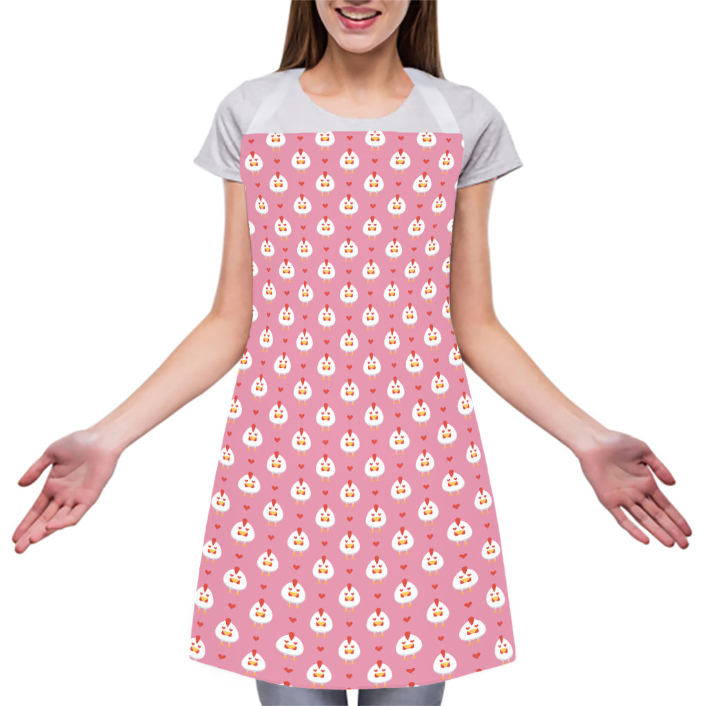 Chicken Love Emoji Pattern Print Adjustable Apron