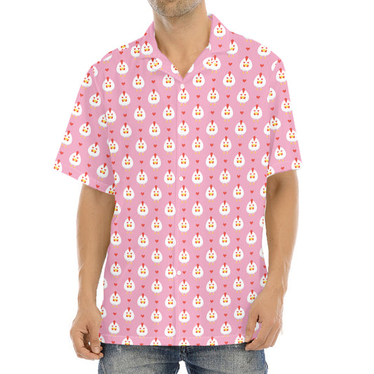 Chicken Love Emoji Pattern Print Aloha Shirt
