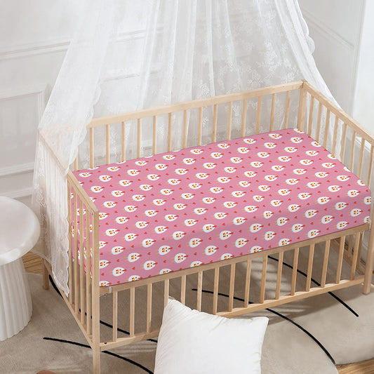 Chicken Love Emoji Pattern Print Baby Crib Sheet