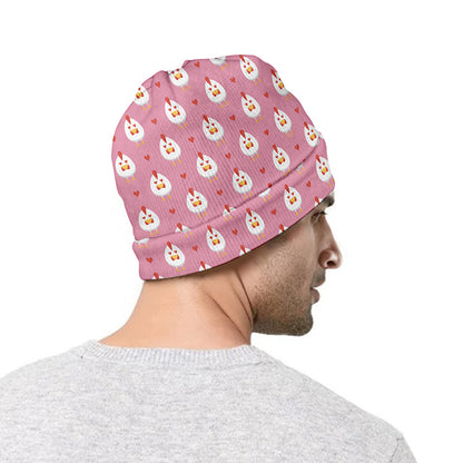 Chicken Love Emoji Pattern Print Beanie