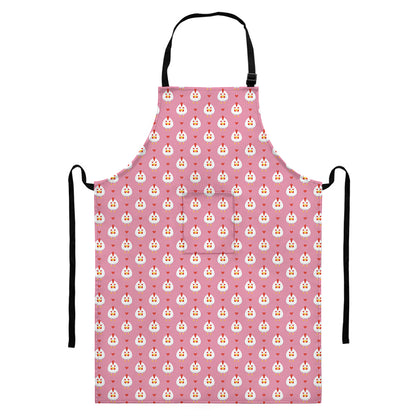 Chicken Love Emoji Pattern Print Bib Apron With Pocket
