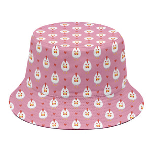 Chicken Love Emoji Pattern Print Bucket Hat