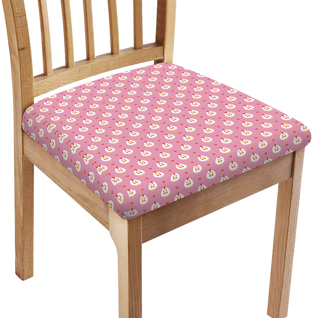 Chicken Love Emoji Pattern Print Chair Cushion Cover