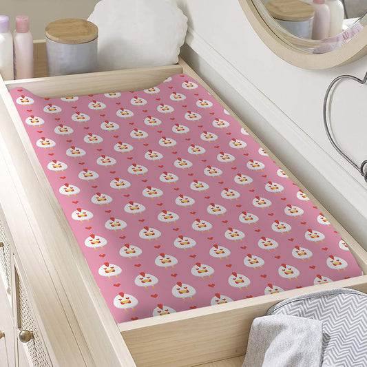 Chicken Love Emoji Pattern Print Changing Pad Cover