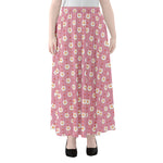 Chicken Love Emoji Pattern Print Chiffon Maxi Skirt