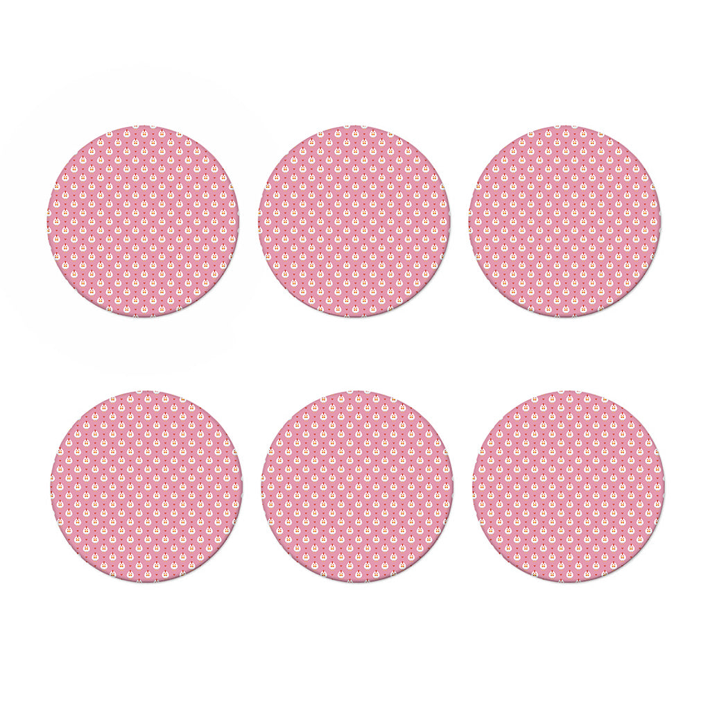 Chicken Love Emoji Pattern Print Coaster Set