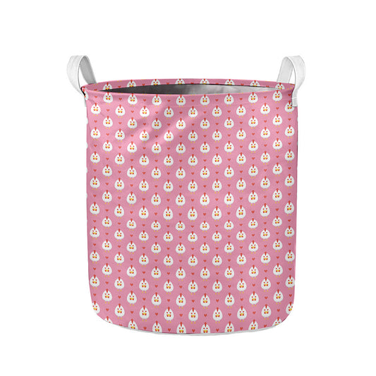 Chicken Love Emoji Pattern Print Collapsible Laundry Basket