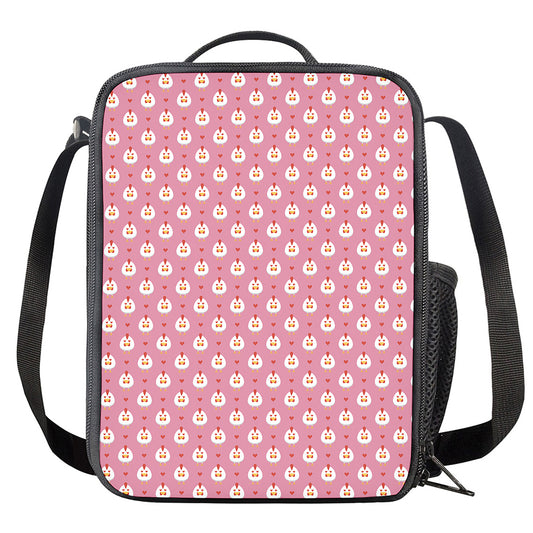 Chicken Love Emoji Pattern Print Crossbody Lunch Bag