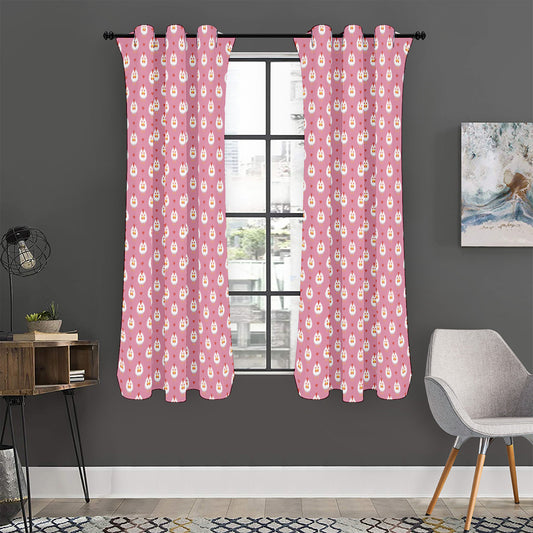 Chicken Love Emoji Pattern Print Curtain