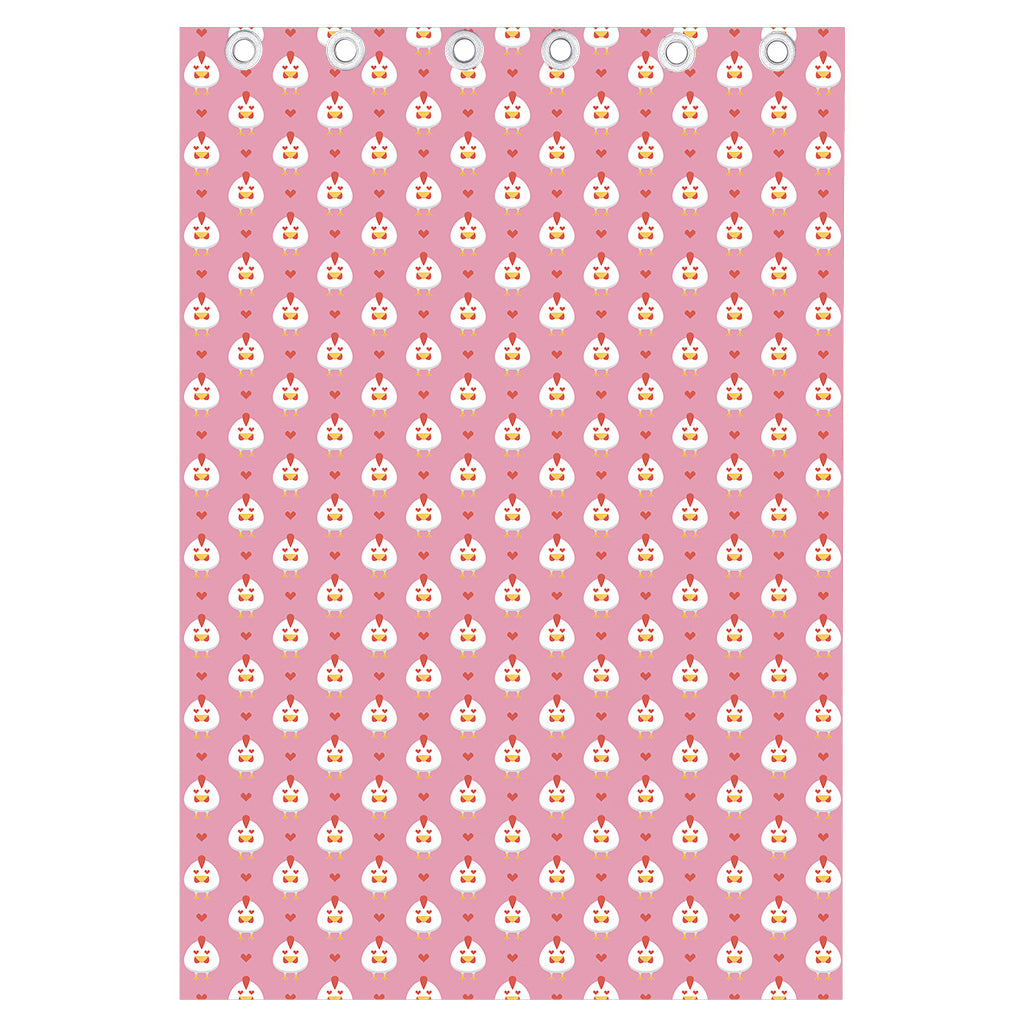 Chicken Love Emoji Pattern Print Curtain