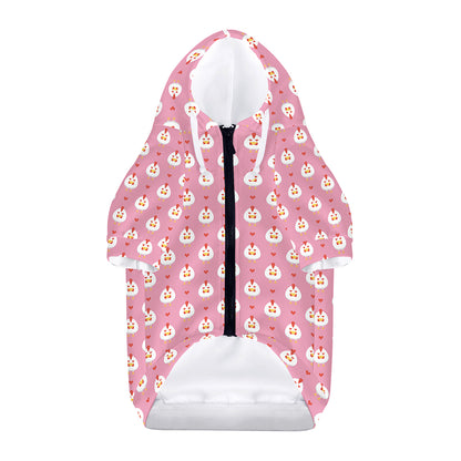 Chicken Love Emoji Pattern Print Dog Zip Up Hoodie