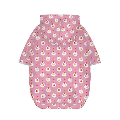 Chicken Love Emoji Pattern Print Dog Zip Up Hoodie