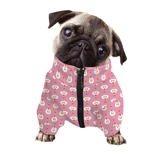 Chicken Love Emoji Pattern Print Dog Zip Up Jacket