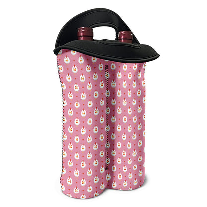 Chicken Love Emoji Pattern Print Double Neoprene Wine Tote