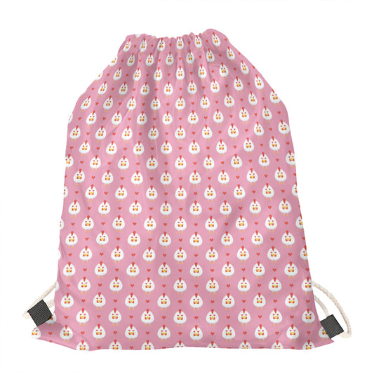 Chicken Love Emoji Pattern Print Drawstring Bag