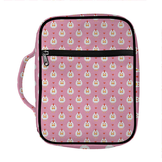 Chicken Love Emoji Pattern Print Front Pocket Bible Bag