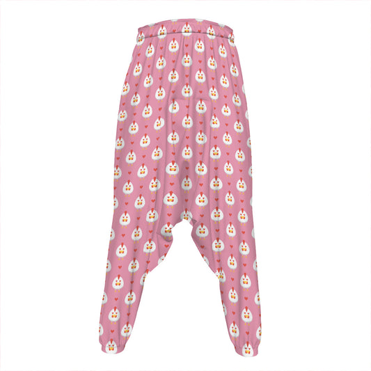 Chicken Love Emoji Pattern Print Hammer Pants