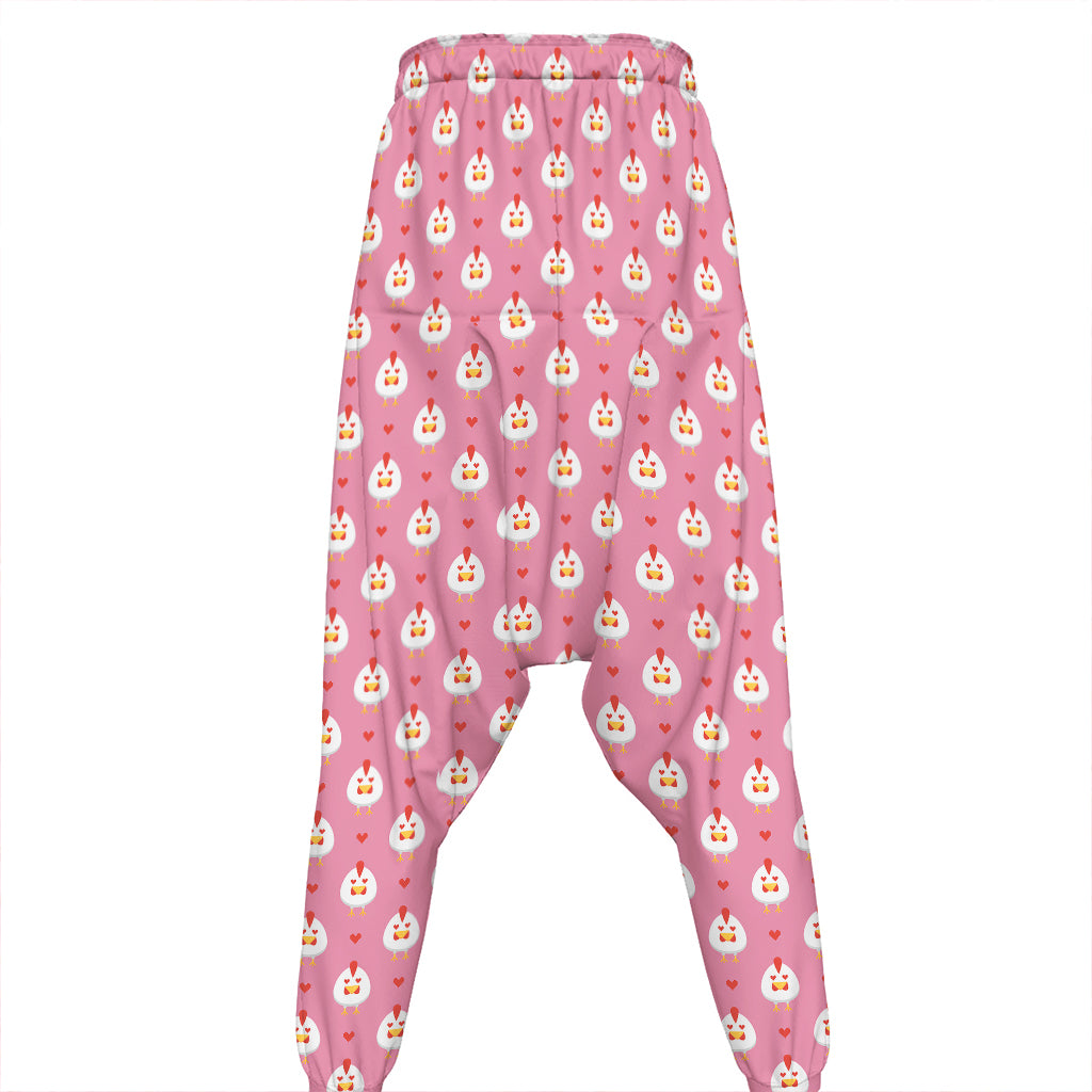 Chicken Love Emoji Pattern Print Hammer Pants