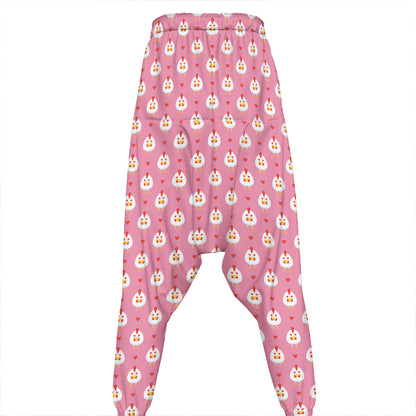 Chicken Love Emoji Pattern Print Hammer Pants
