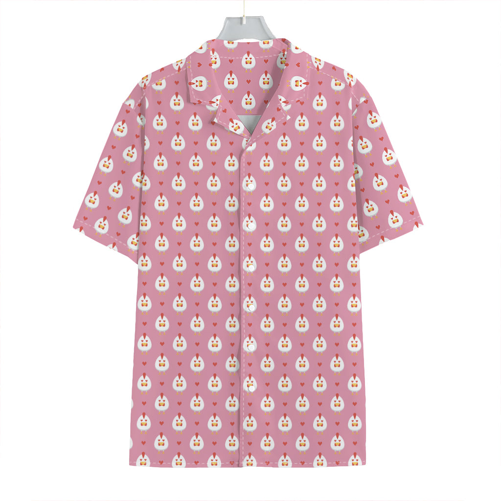Chicken Love Emoji Pattern Print Hawaiian Shirt