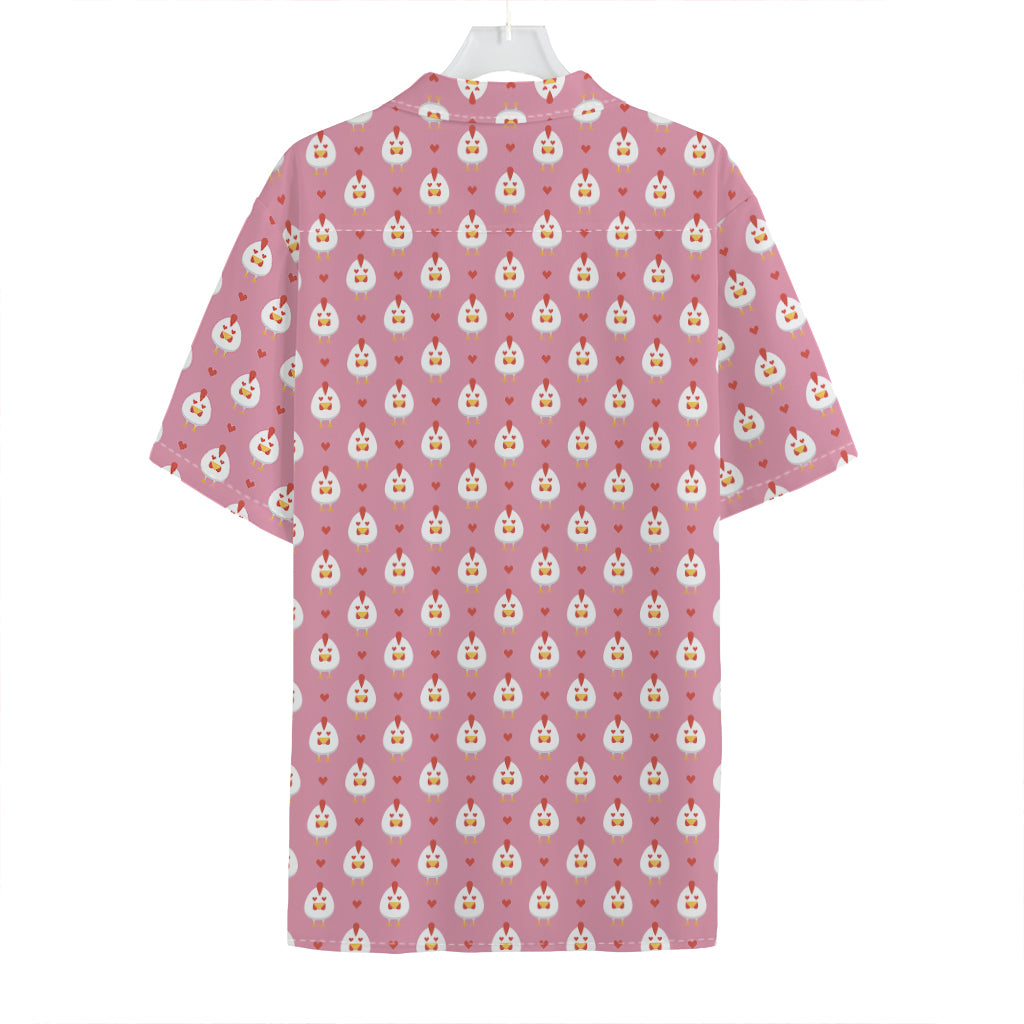 Chicken Love Emoji Pattern Print Hawaiian Shirt