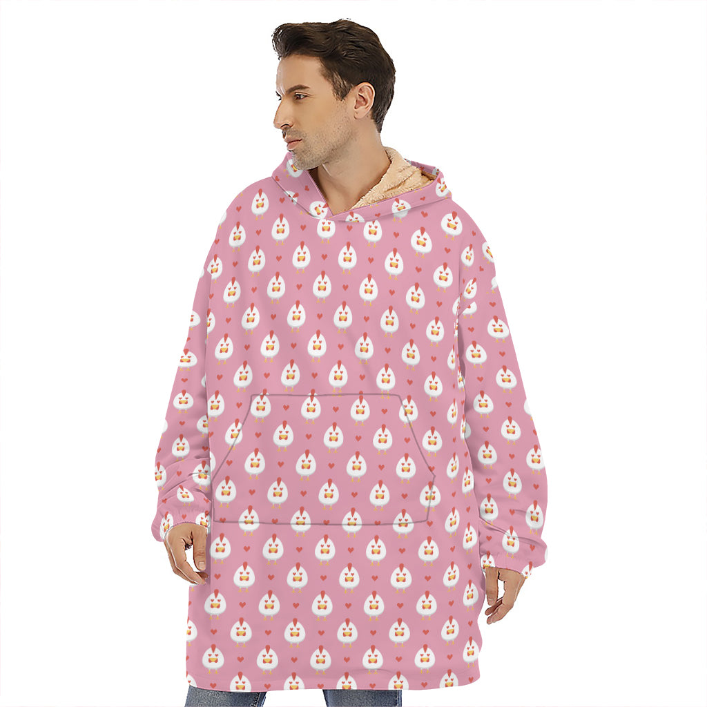 Chicken Love Emoji Pattern Print Hoodie Blanket