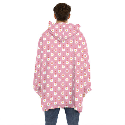 Chicken Love Emoji Pattern Print Hoodie Blanket