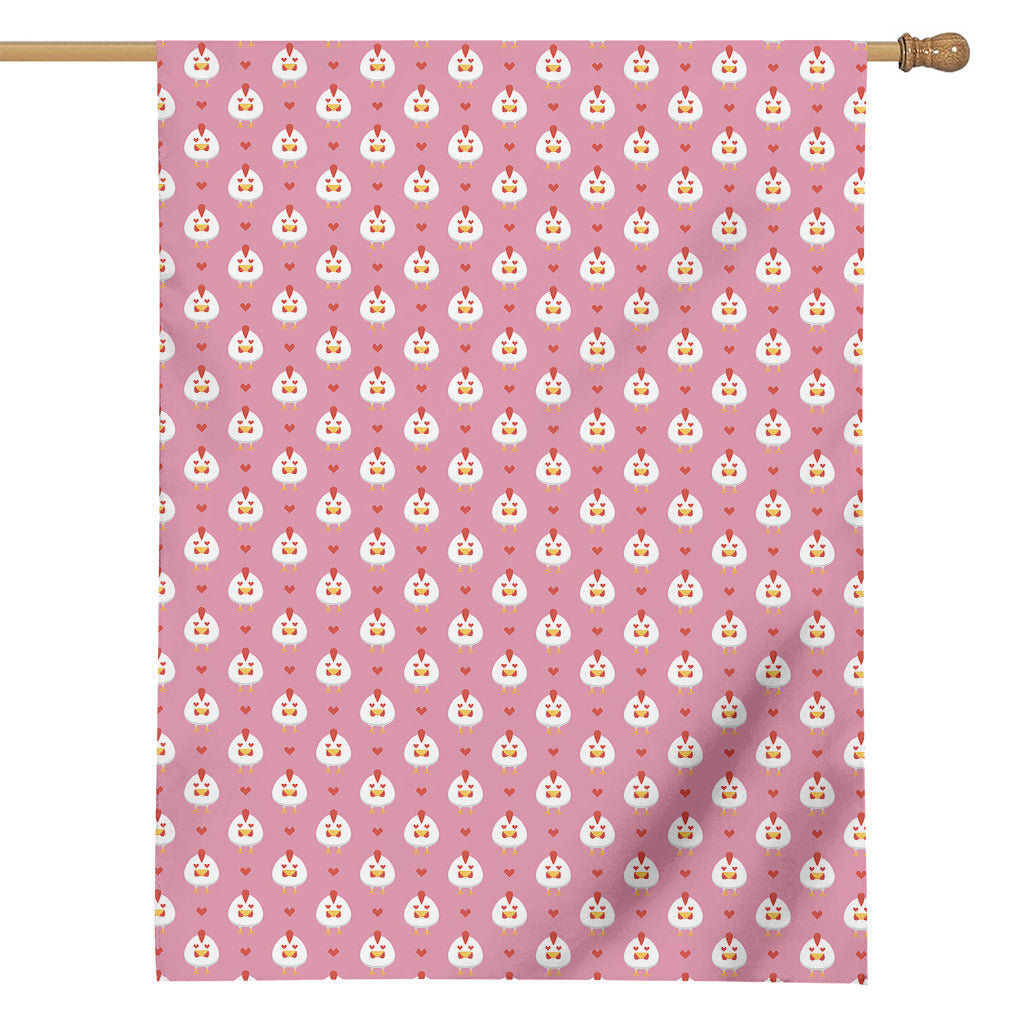Chicken Love Emoji Pattern Print House Flag