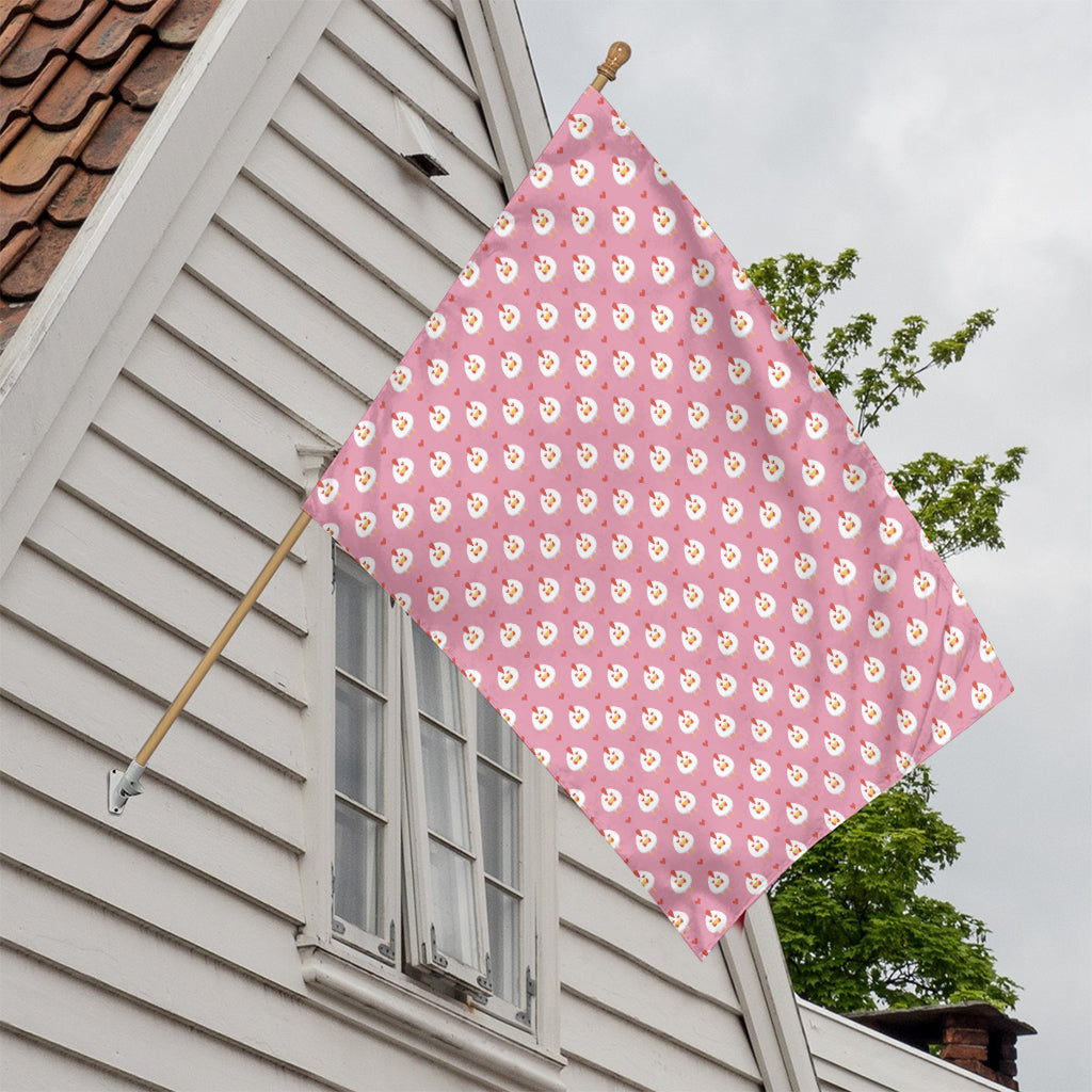 Chicken Love Emoji Pattern Print House Flag