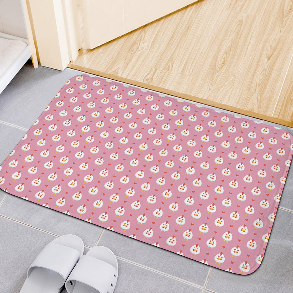 Chicken Love Emoji Pattern Print Indoor Door Mat