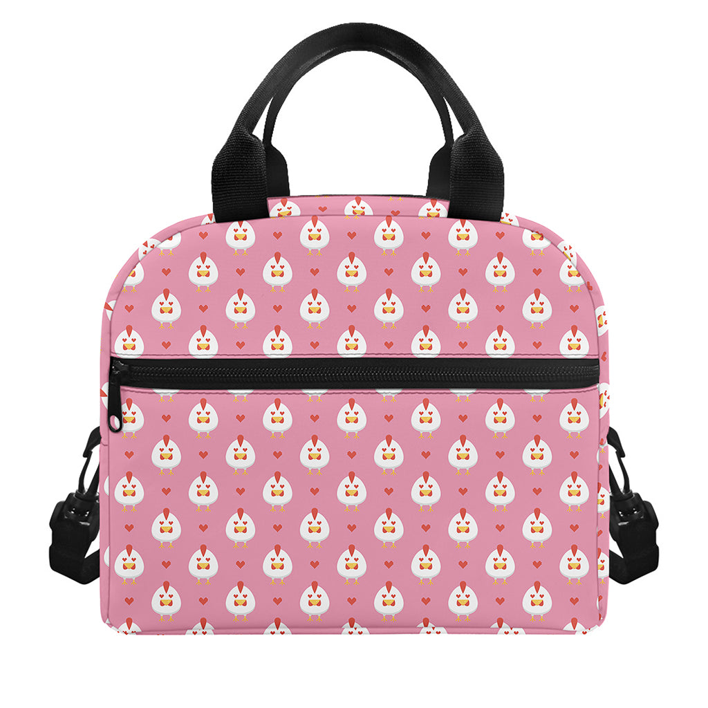 Chicken Love Emoji Pattern Print Insulated Lunch Bag