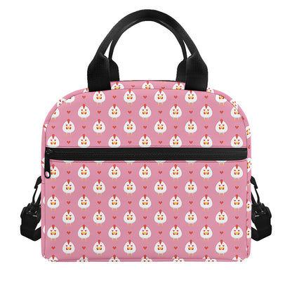 Chicken Love Emoji Pattern Print Insulated Lunch Bag