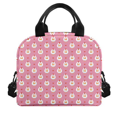 Chicken Love Emoji Pattern Print Insulated Lunch Bag