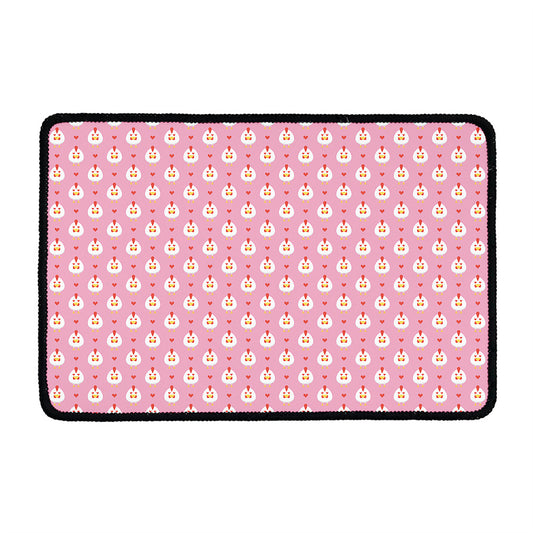 Chicken Love Emoji Pattern Print Kitchen Mat