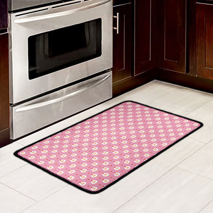 Chicken Love Emoji Pattern Print Kitchen Mat